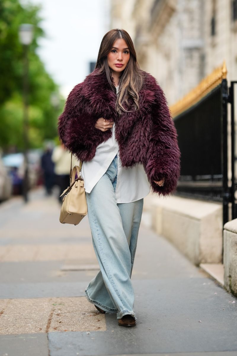 giacca faux fur e jeans