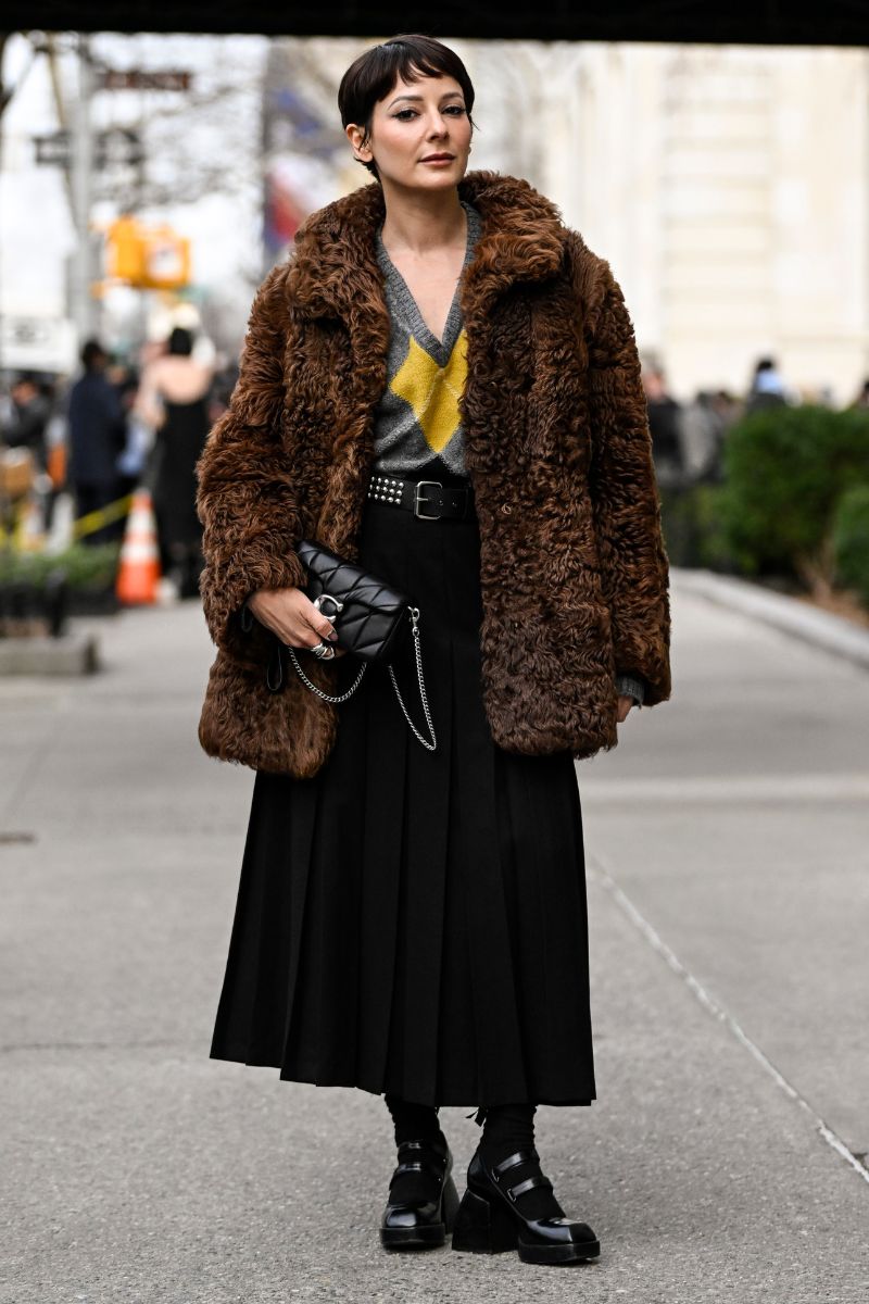 giacca faux fur marrone