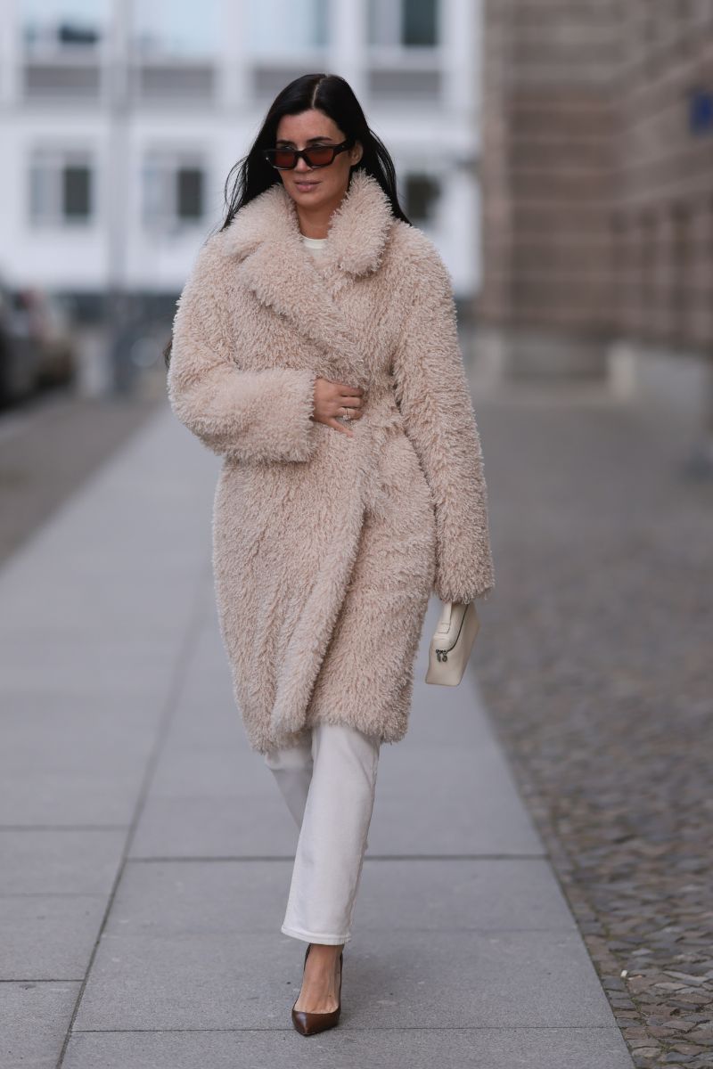 giacca faux fur rosa cipria