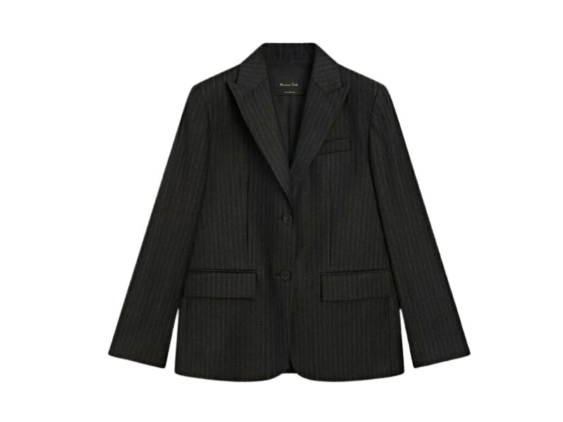 massimo dutti PINSTRIPE – Cappotto corto – dark grey