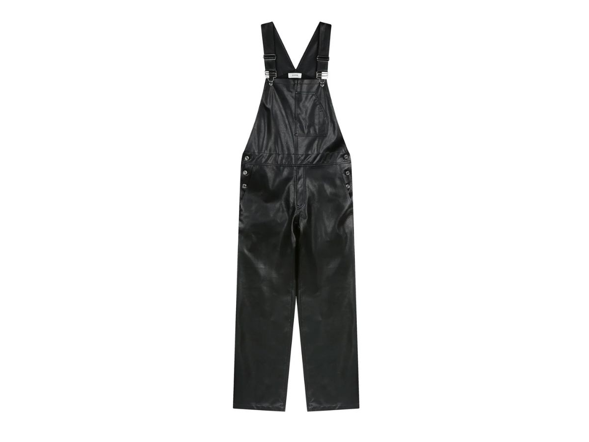 salopette in pelle nera SYSTEM