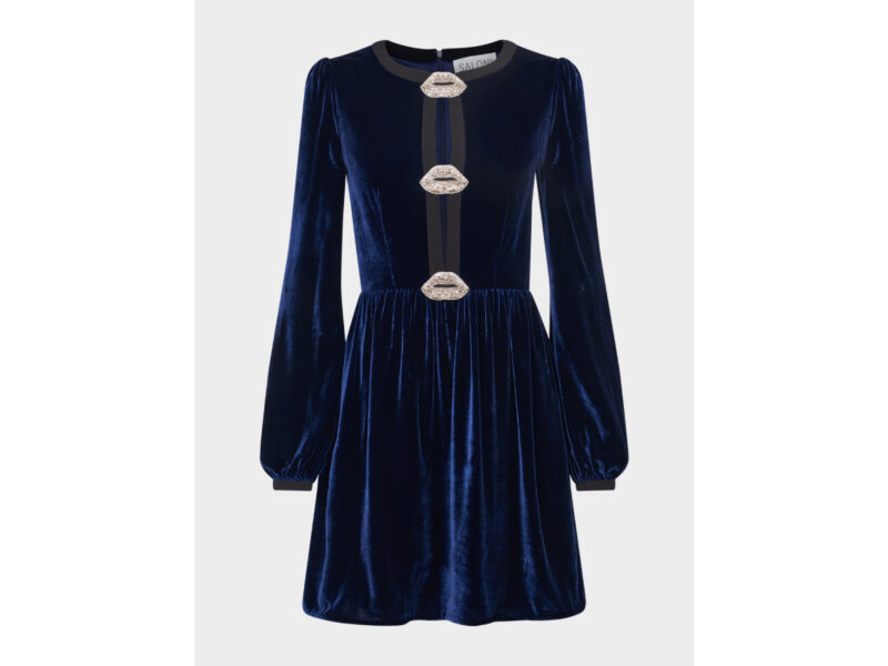Camille Bows Mini Dress in Navy Black Lips