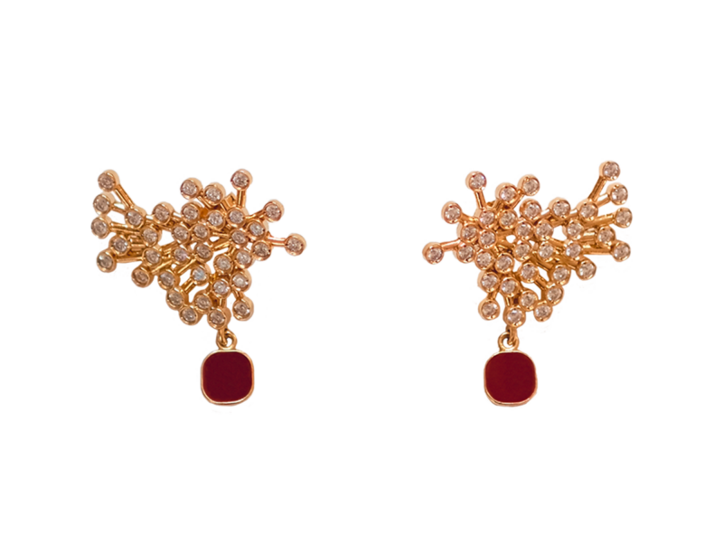 EDARA_Flora-Earring_Gold-Red_3