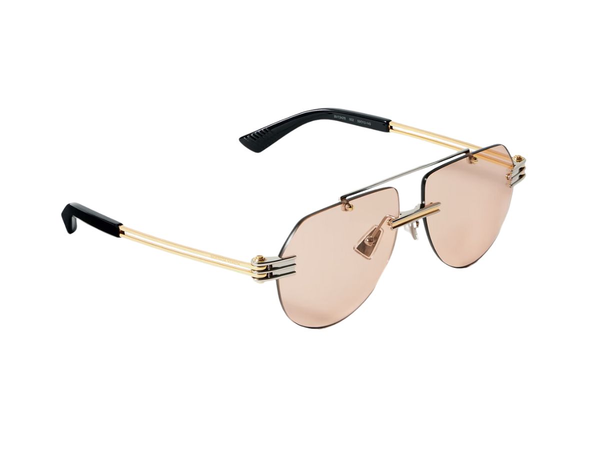 Occhiali da sole in metallo dorato e argentato stile aviator bottega veneta
