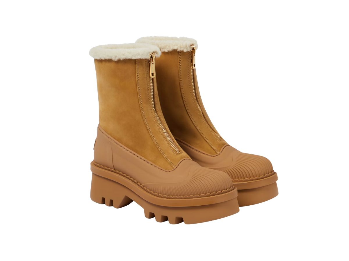 Stivaletti Raina in pelle e shearling Chloe