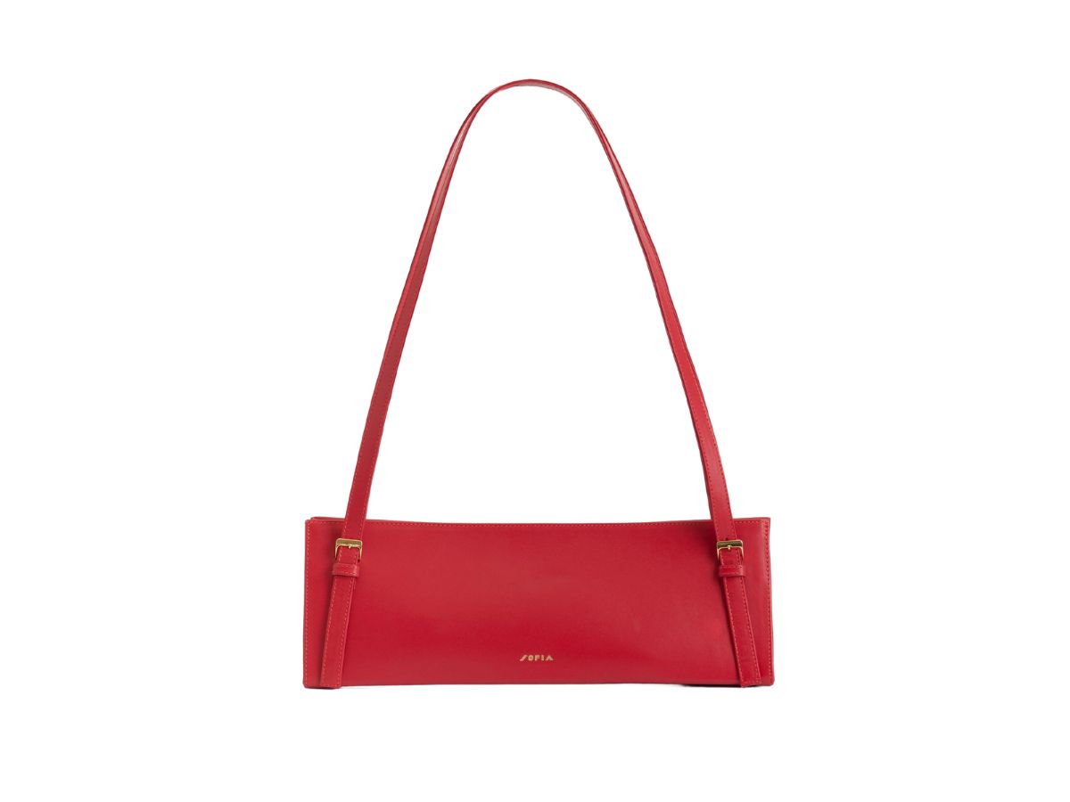 la riviera red Sofia Borsa a mano, spalla, tracolla rigida in pelle, foderata in cotone