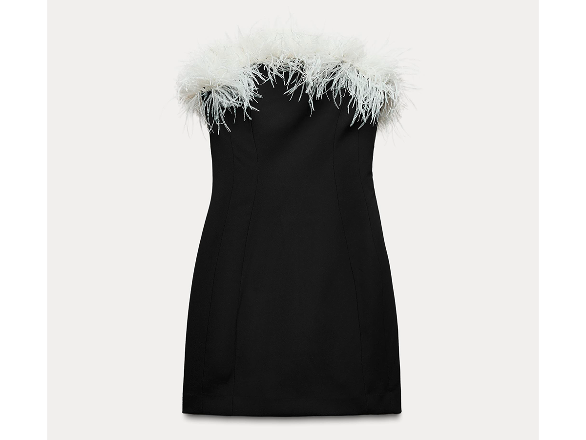 minidress-strapless-con-piume-zara