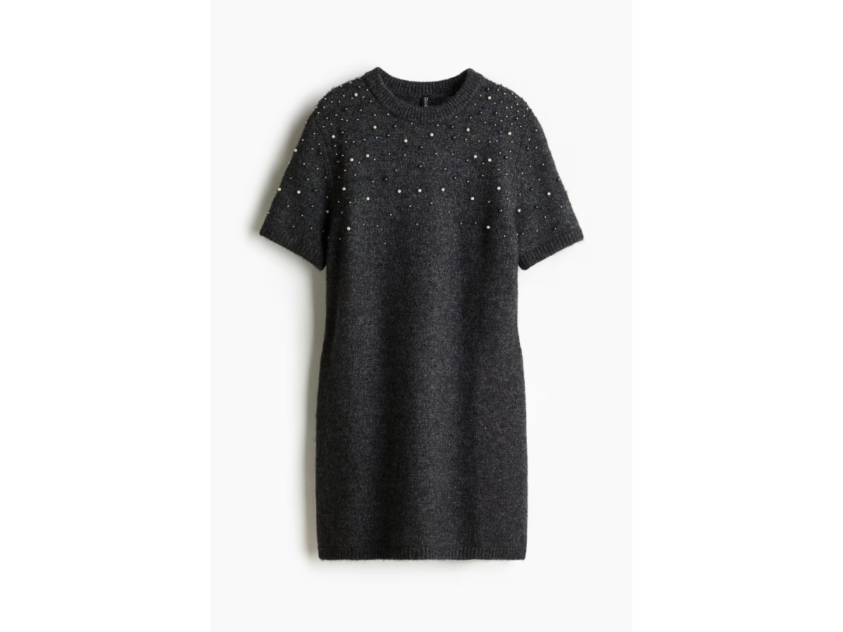 Abito-in-maglia-con-perline-H&M