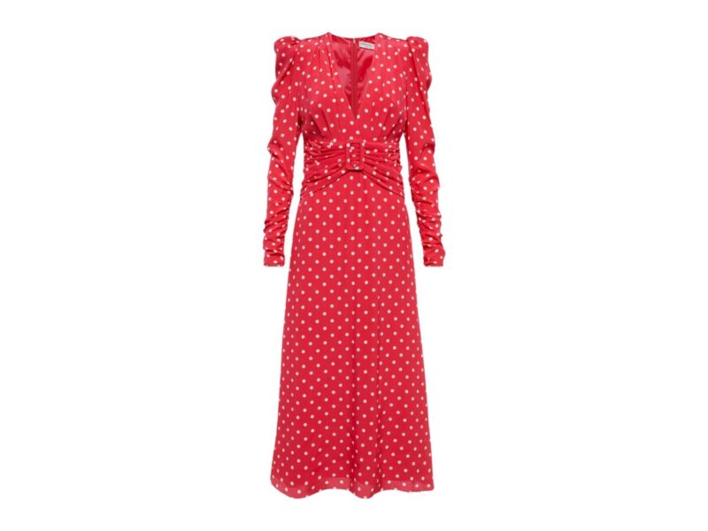 Alessandra rich Abito midi in misto seta devoré arricciato con stampa serpente e fiocco Connie Isabel marant