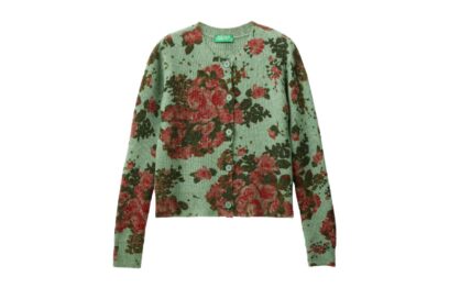 cardigan misto fiori in lana