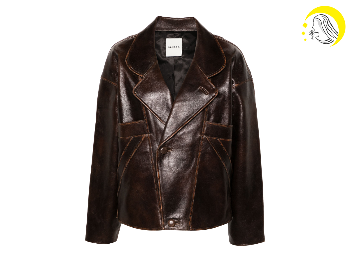 giacca in pelle con revers a lancia SANDRO