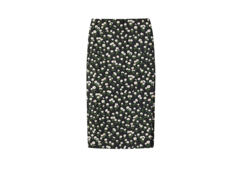 gonna midi in crepe con motivo floreale gucci