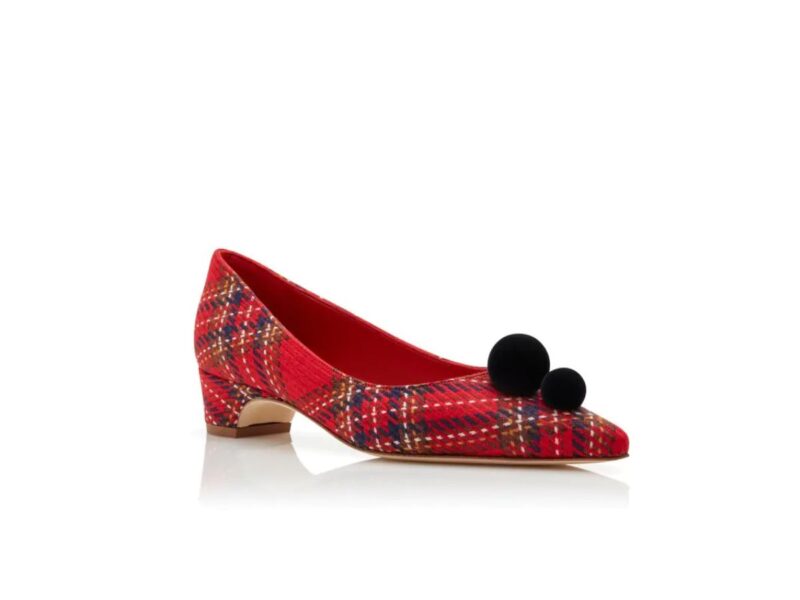 scarpe pieraba in tartan con dettaglio pompon