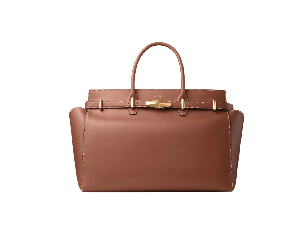 Borsa Diamond con manico in pelle color cuoio Jimmy Choo