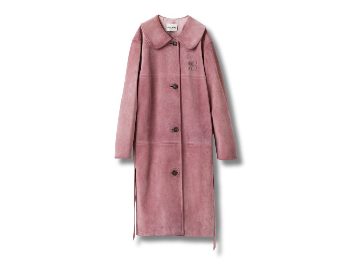 Cappotto in pelle scamosciata miu miu