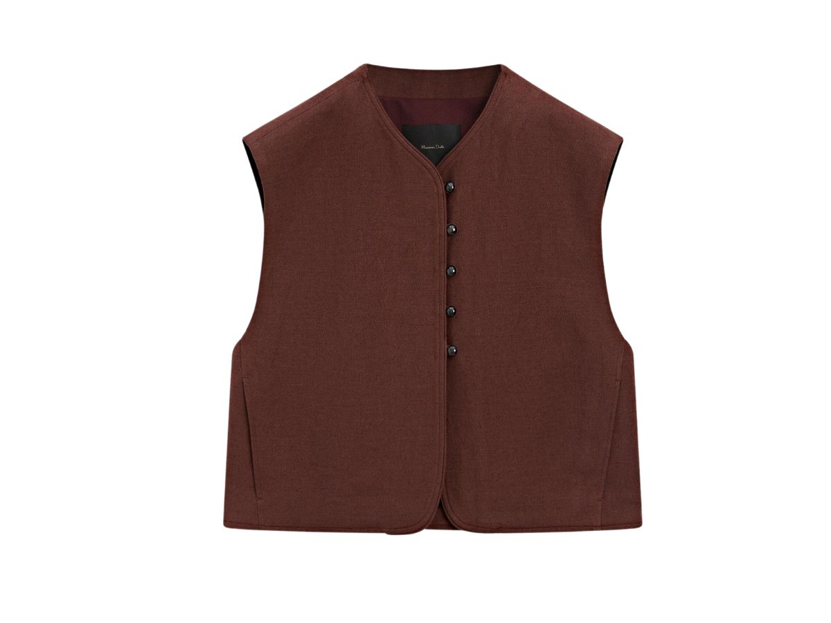 GILET CON BOTTONI MISTO LINO Massimo Dutti