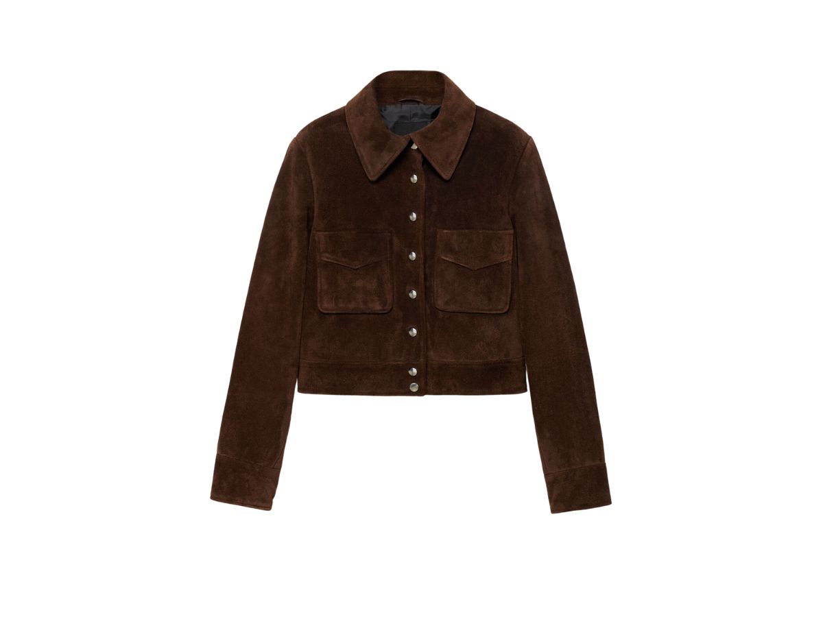 Giacca crosta di cuoio tasche mango