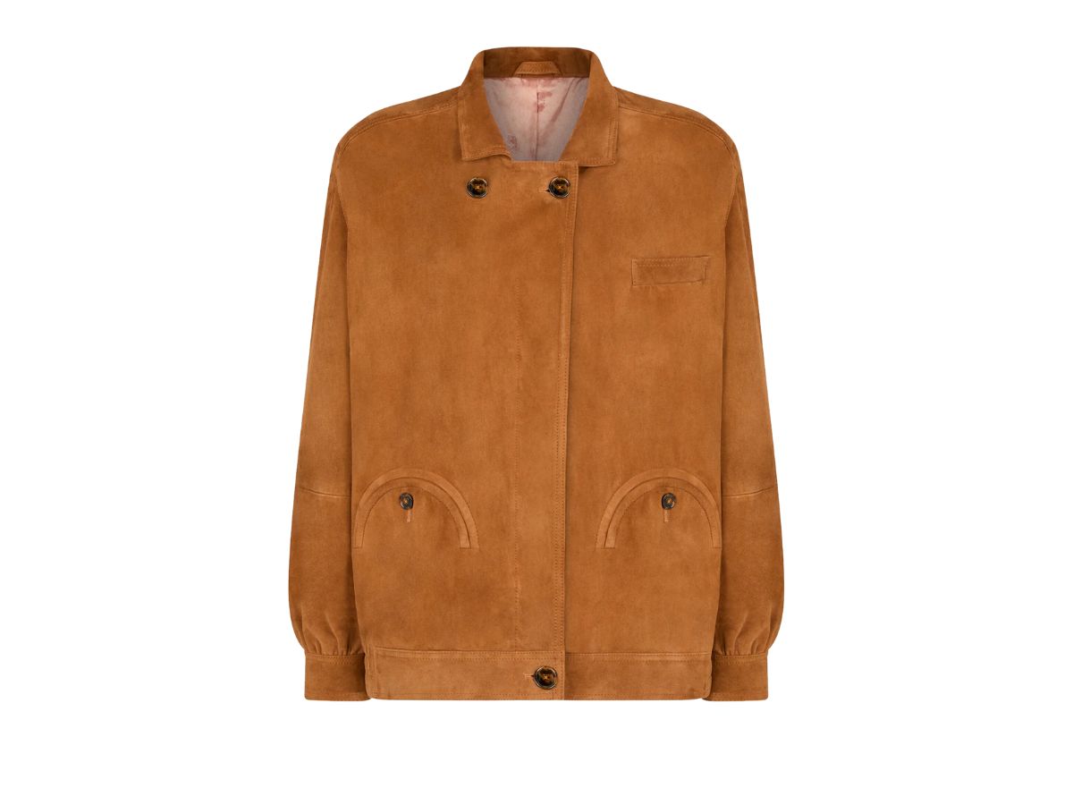 bomber Viva Peanut Cleo realizzato in camoscio color cammello blazè Milano