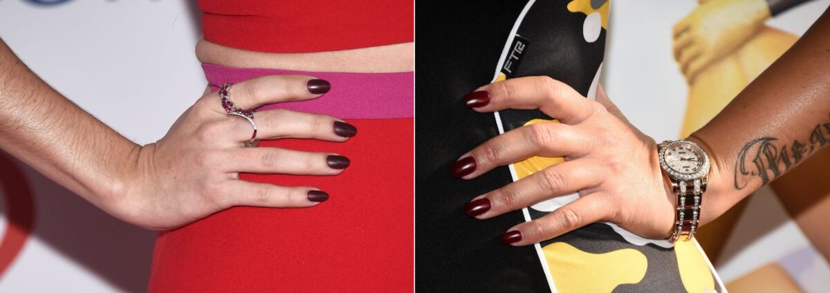 Unghie a mandorla bordeaux