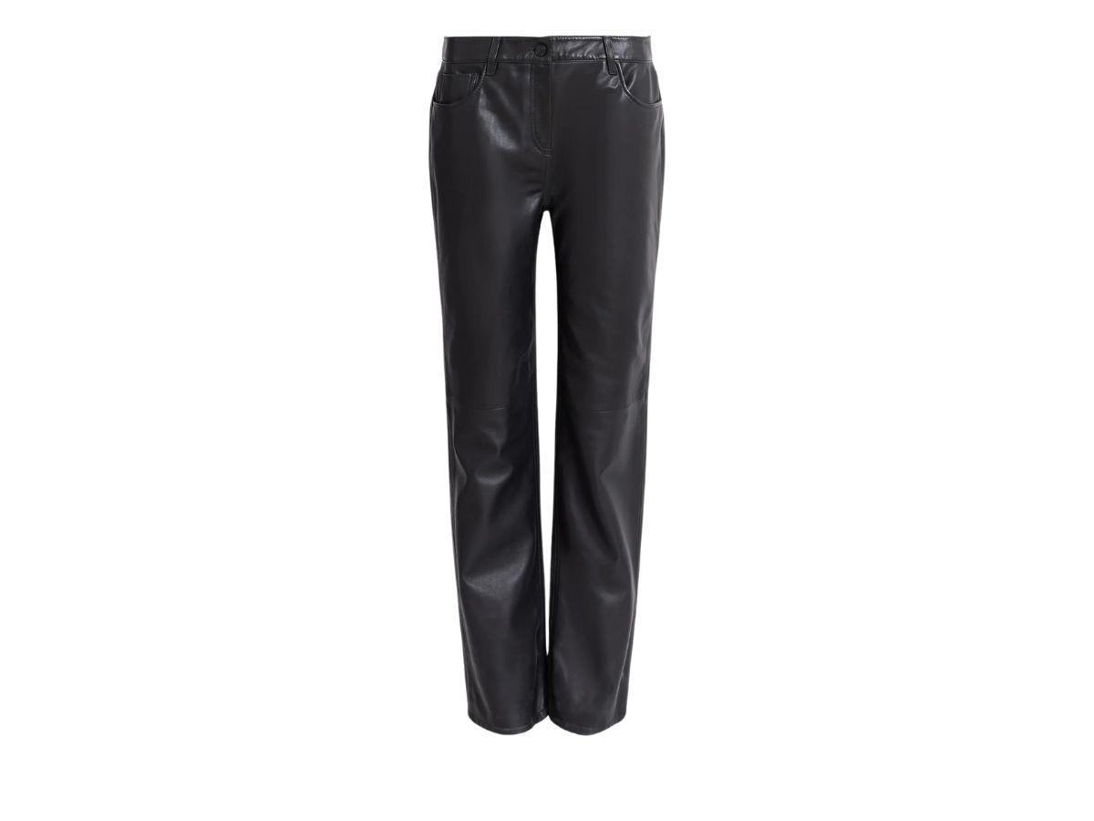 pantaloni in pelle nera all Saints