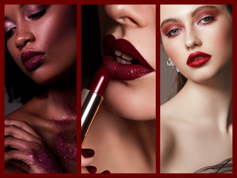 trucco bordeaux make up monocromatico unico colore rosso scuro burgundy vino ciliegia dark cover mobile