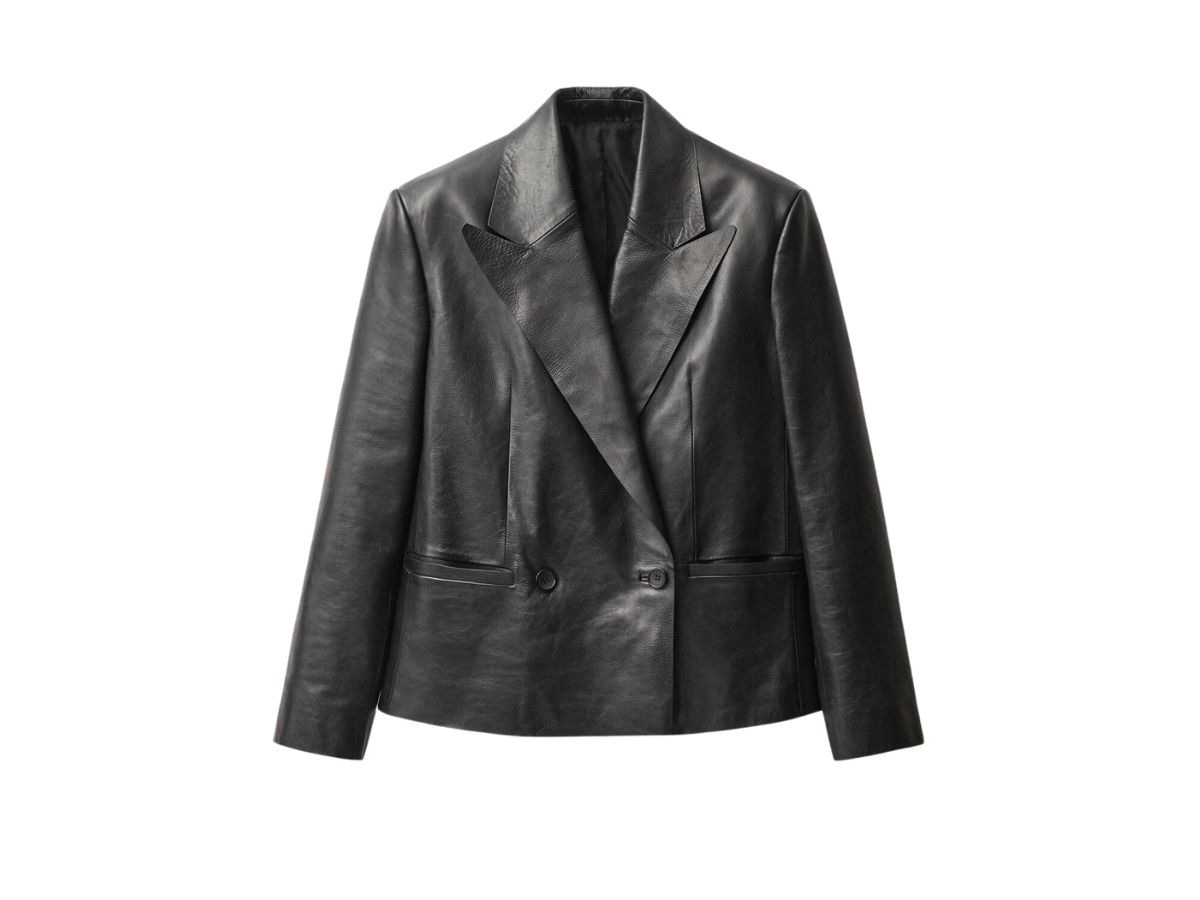 BLAZER PELLE DOPPIOPETTO mango