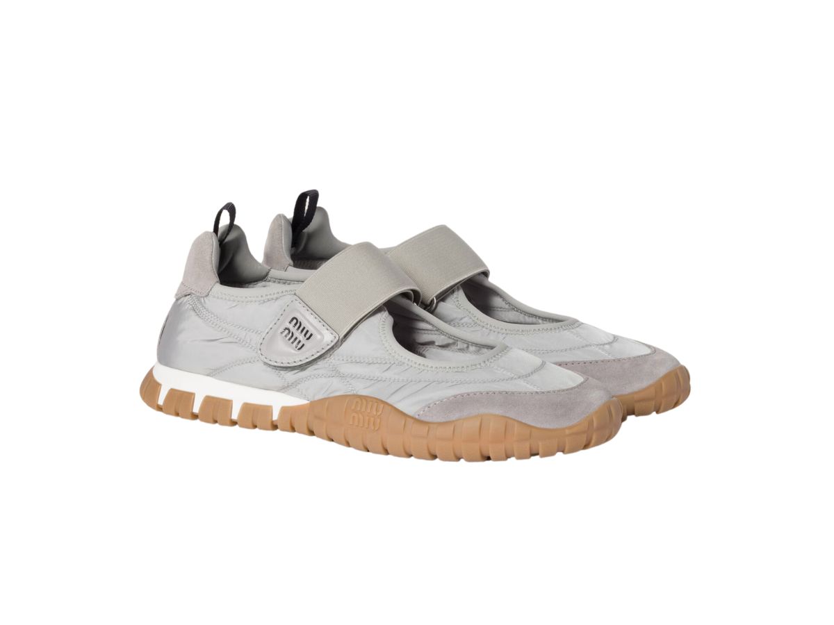 Ballerine Tyre in tessuto tecnico e scamosciato Miu Miu