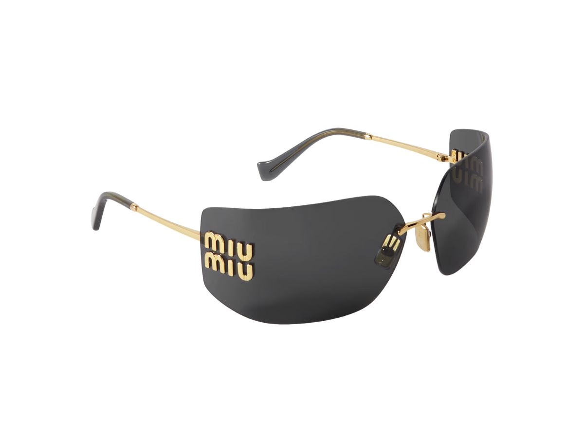 Occhiali da sole in metallo dorato con montatura D-frame Miu Miu