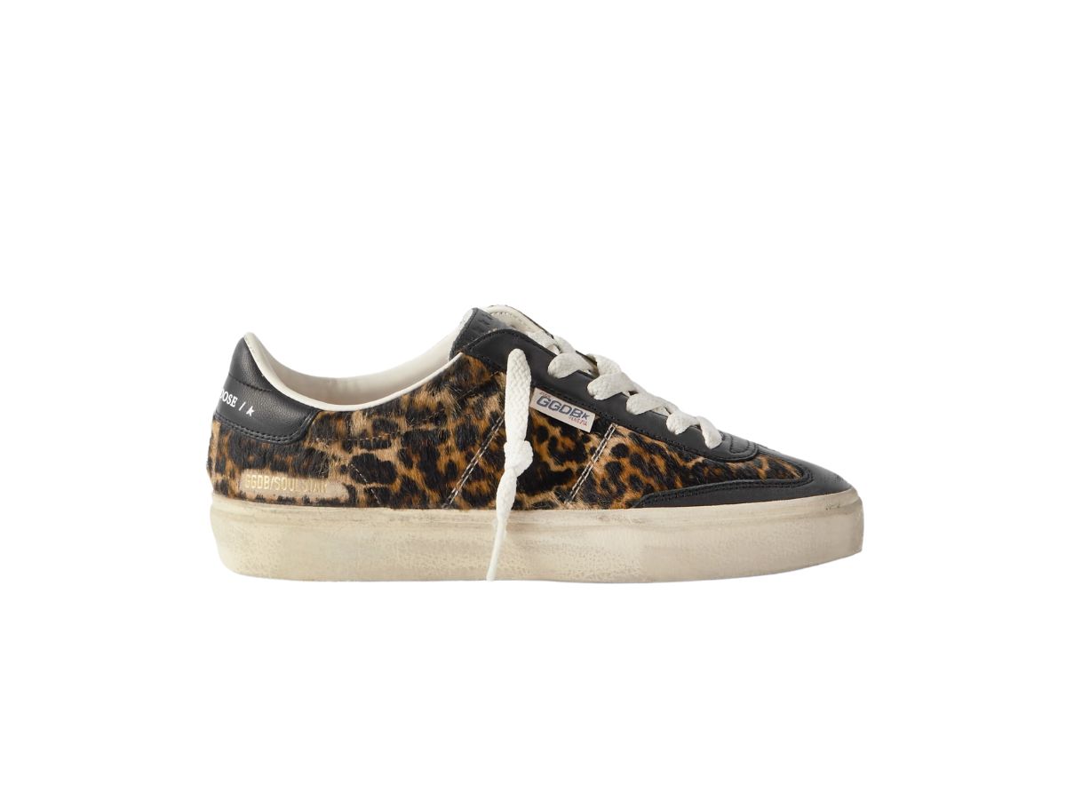 Sneakers in cavallino leopardato con finiture in pelle effetto consumato Soul-Star golden goose