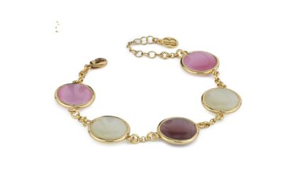 Boccadamo_Crisette_Bracciale placcato oro giallo con cristalli rosa chiaro, madreperla e purple_54eur