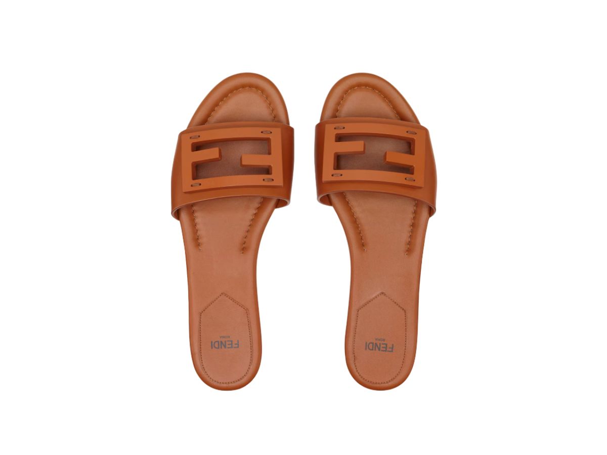 Slide in pelle marrone baguette fendi