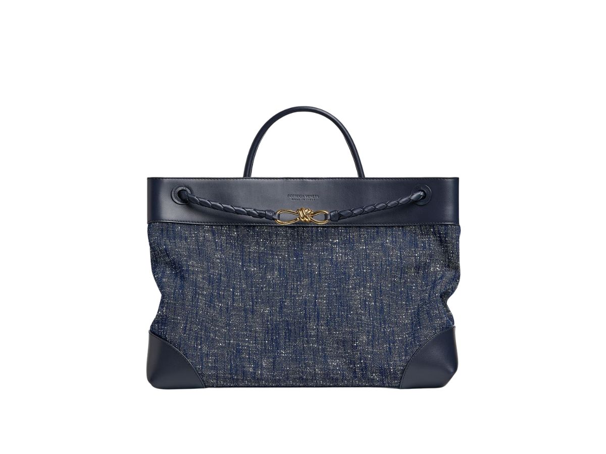 borsa andiamo grande in denim bottega veneta