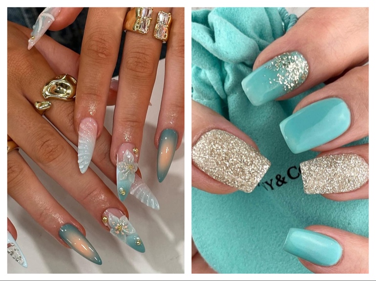 unghie tiffany estive nail art tendenza verde acqua cover mobile