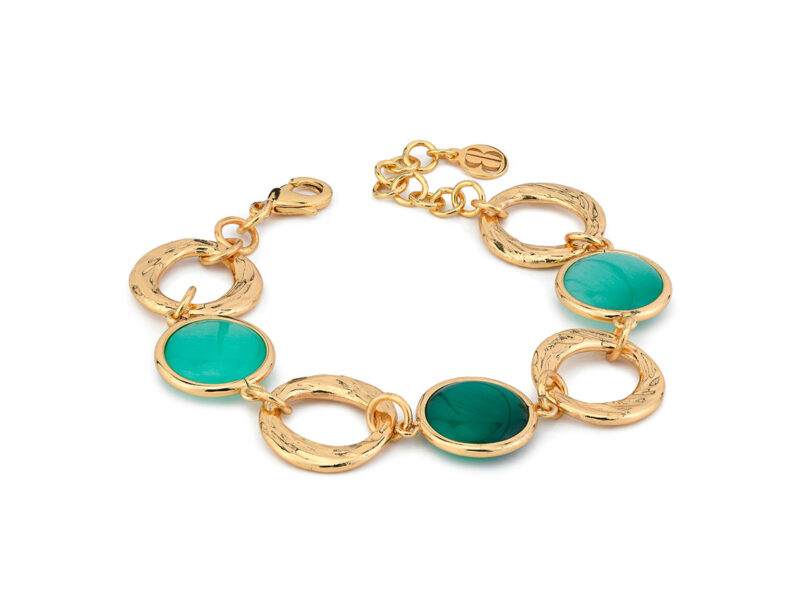 Boccadamo-Bracciale-placcato-oro-giallo-con-cristalli-verde-scuro-e-verde-acqua_84eur