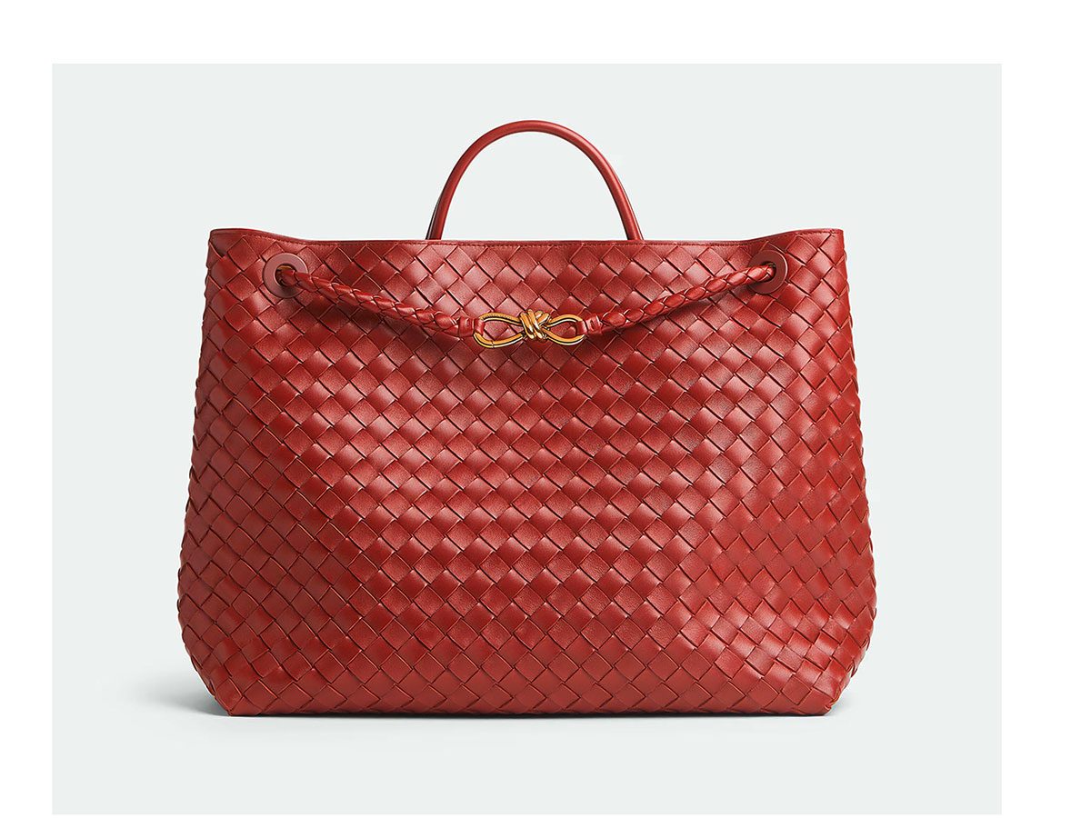 borsa-rossa-Andiamo-grande-emblematico-dettaglio-Knot-BOTTEGA-VENETA