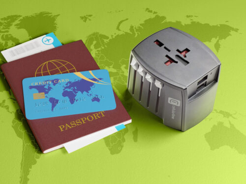 Закрыть кредитную карту, паспорт и билет на авиации с пространством копирования. Концепция путешествий. 3D иллюстрация.