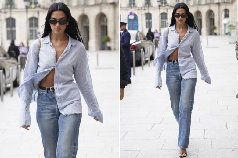 Come indossare i jeans in estate? Ce lo mostra Dua Lipa a Parigi per gli show della Haute Couture