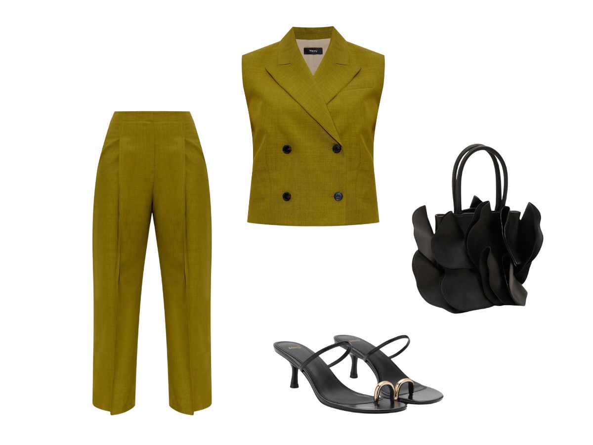 completo theroy FARFETCH sandalo mango borsa Farm rio