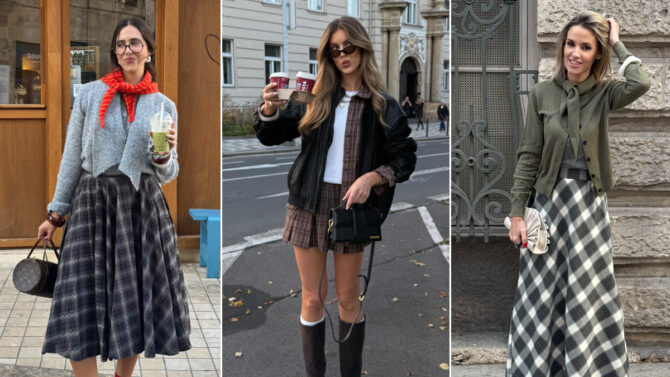Gonna a quadri a matita da donna per autunno inverno a vita alta aderente al ginocchio gonna midi in lana con gonna a fessura e set top da donna, Nero , XL