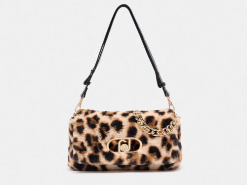 Borsa GRANDE shopping pelo pelliccia moda casual fantasia leopardata maculata eB