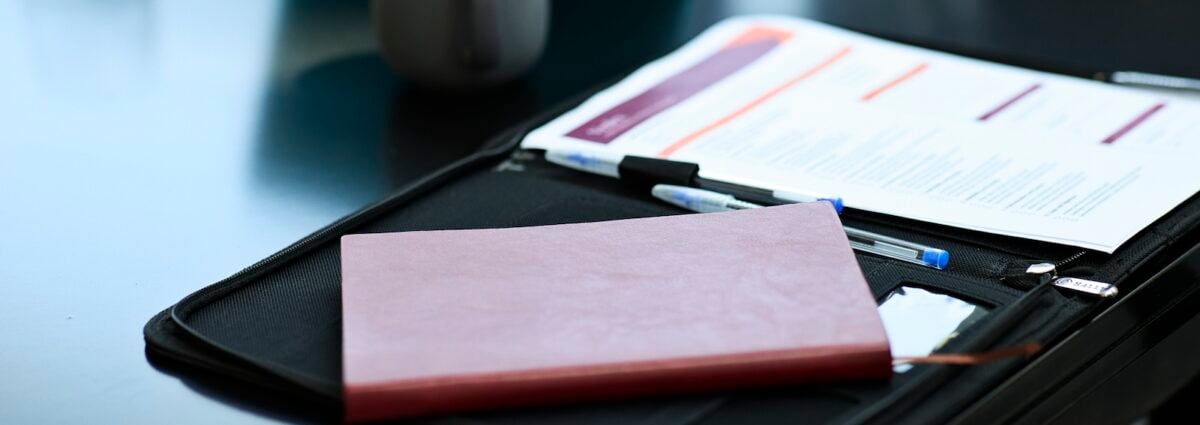 Diary kept on file folder of documents