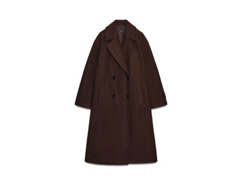 Зара-коричневое пальто-ок