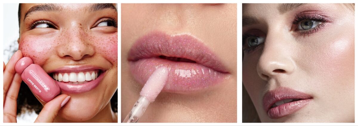 lip gloss rosa lattiginoso trucco labbra tendenza primavera estate 2026 chiare luminose cover desktop