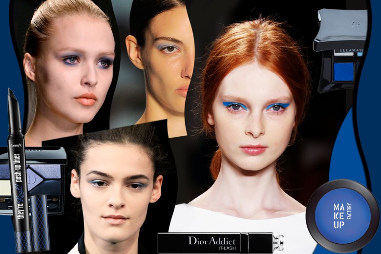 Trucco blu: gli ombretti, gli eyeliner e i mascara del momento